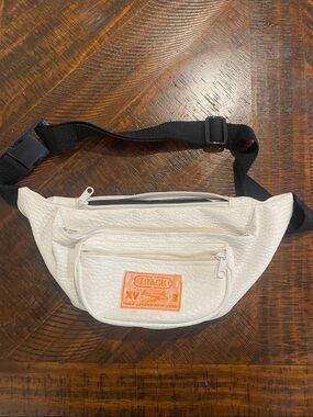 Track XY3 White Belt Bag with Orange Logo Patch